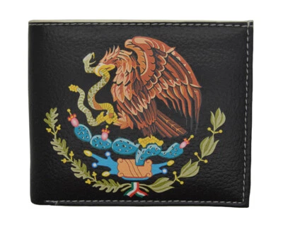 Mens Bifold Exotic Wallet "Mexico eagle Pesos" Synthetic Leather Card Holder - Image 1 of 4