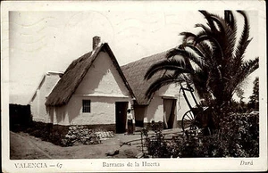 Valencia Spagna Espana s/w cartolina 1935 viaggiata Barracas de la Huerta lotto villaggio - Foto 1 di 2