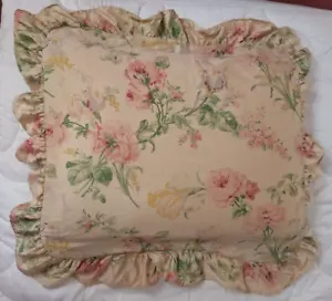 Ralph Lauren Pillow Sham Euro THERESE Floral Rose Ruffle French Cottage Style - Picture 1 of 8