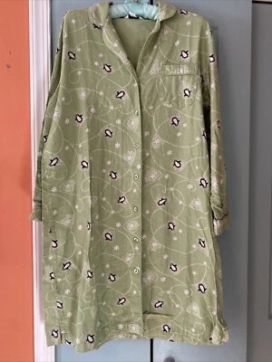 Vestido de noche Charter Club Macys franela verde fiesta mediano pingüino Foto 1 de 4