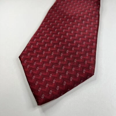 Corbata Stafford 60”x3,75” rojo zig zag rayas geométricas Foto 1 de 4