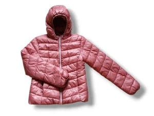 Girls H&M Hooded Puffer Jacket Size 11 In Mauve/Rose - Picture 1 of 5
