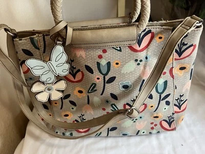 RELIC Floral Design Tan Purse Handle& Strap W/ Butterfly & Flower Dangles - Image 1 of 4