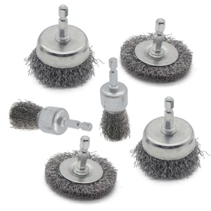6 Pack Wire Wheel Brush for Drill with 1/4 Inch Hex Shank for Rust Removing New - Picture 1 of 7
