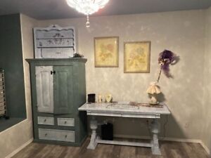 Distressed Shabby Chic  Tall Armoire Wardrobe Storage Cabinet