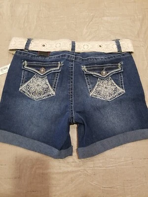 Mujer Bordado Botón Solapa Bolsillo Trasero 11 Juniors Boho Cinturón Denim Años 90 Foto 1 de 4