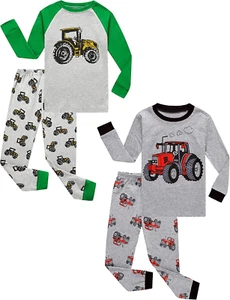 Striped Boys Girls 2 Piece Christmas Pajamas Set 100% Cotton Pjs - Picture 1 of 6
