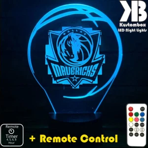 DALLAS MAVERICKS BASKETBALL Personalised 3D LED Night Light 7 Colour Change Lamp - Picture 1 of 15