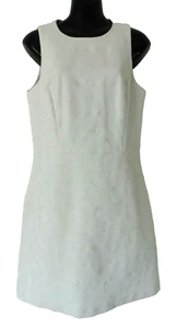 MICHAEL KORS WHITE SIZE 8 DRESS JACQUARD BACK GOLD ZIP STUNNING OCCASION £220 - Picture 1 of 7