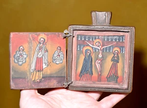 Iglesia cristiana copta etíope altar de madera pintado iconos religiosos Etiopía - Imagen 1 de 8