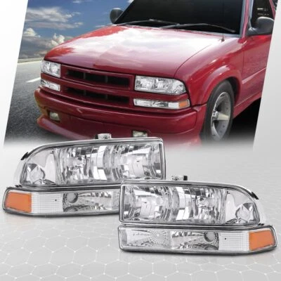 Fit For 1998-2005 Chevy Blazer S10 Chrome Amber Corner Headlights Bumper Lamps - Image 1 of 4