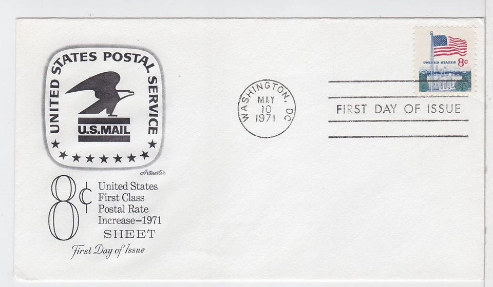 TurtlesTradingPost- Flag over Whitehouse #1338F Sheet Stamp- FDC 1971 Artmaster - Image 1 of 1