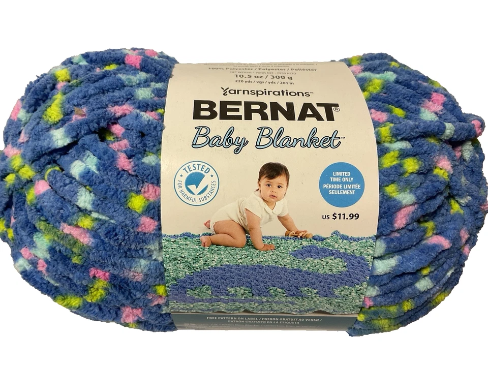 Bernat Baby Blanket Yarn “Blue Jean Dot” Dino-mite Collection 10.5oz - Image 1 of 1