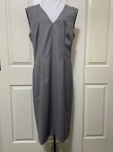 HERRINGBONE Sydney Women's Wool Grey Check Sleeveless Dress ~ Size 14 - Picture 1 of 13