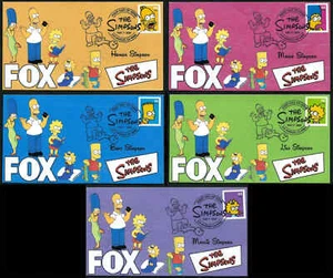 USA, SCOTT # 4399-4403, RARE SET OF 5 FDC COVERS - THE SIMPSONS FOX CARTOON SHOW - Picture 1 of 11