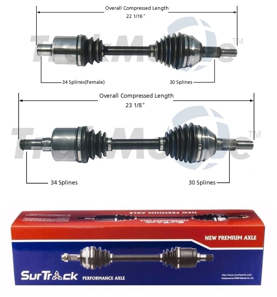 Juego de pares de ejes delanteros CV SurTrack para Pontiac G6 Chevy Malibu 06-09 tracción delantera Foto 1 de 1
