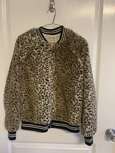 Art Class Girls (Kids) Faux Fur Leopard Zip-Up Jacket Size XL (12/14) - Picture 1 of 4
