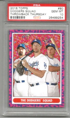 2016 Topps Dodgers Squad Throwback Thursday Kershaw/ C. Seager/ Gonzalez PSA 10 - Image 1 of 2