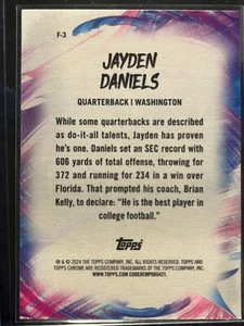 2024 Topps Chrome Jayden Daniels Laser Refractor RC Finesse #F-3 Lazer - Bild 1 von 1