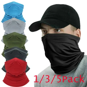1/3/5Pcs UV Protection Neck Gaiter Windproof Face Mask Scarf Bandana Balaclava - Picture 1 of 47