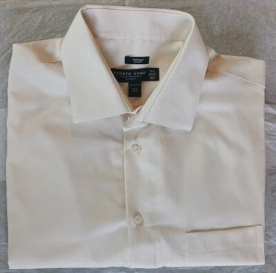 Pronto Uomo Long-Sleeve Button-Down Shirt, 17half 36/37, Cream. - Image 1 of 4