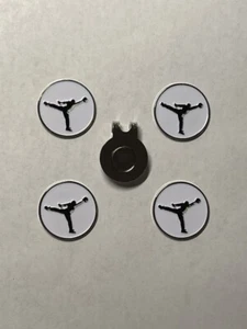 (4) Air Jordan Jumpman Michael Jordan MJ Nike 1" Coin Golf Markers W/Hat Clip - Picture 1 of 1