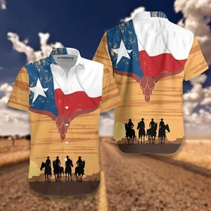 Cowboy Texas Hawaiian Shirt , Button Down Full Size S-5XL - Picture 1 of 2