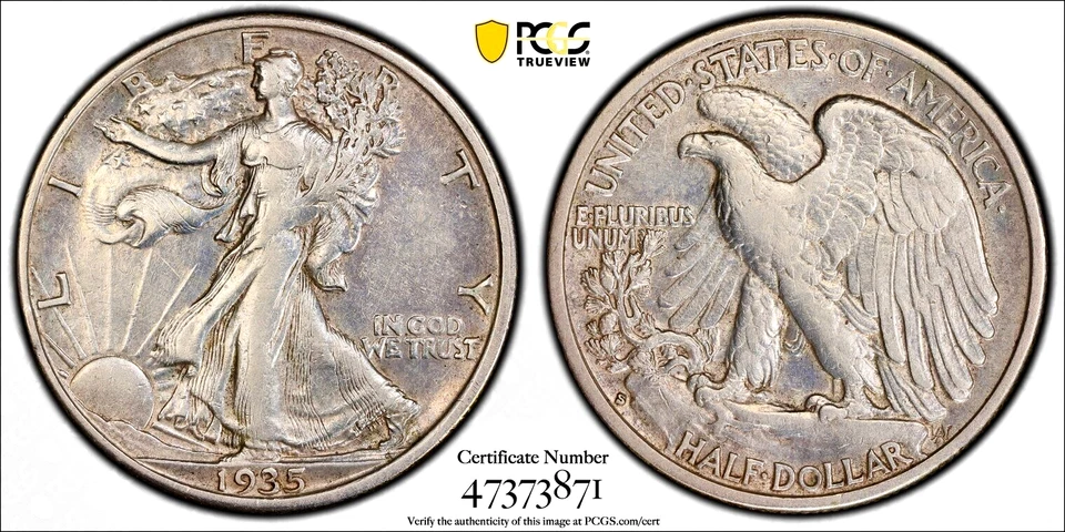 1935 S Walking Liberty 50c Silver Half Dollar PCGS Certified 47373871 N1 - Image 1 of 1