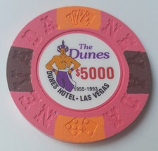 $5000 Las Vegas Dunes Borland Casino Chip - Chip Rack #N5930