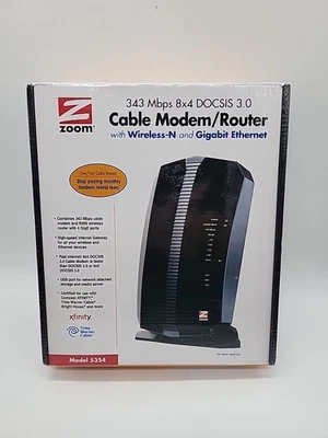 Router módem cable Zoom 343 Mbps 8x4 DOCSIS 3.0 con inalámbrico-N y Gigabit Foto 1 de 4