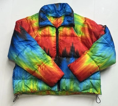 Jaqueta acolchoada Top Shop arco-íris tingida tamanho 4 EUA nova sem etiquetas - Imagem 1 de 4