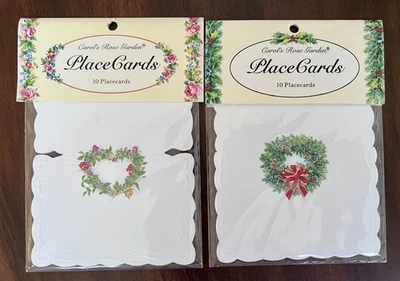 Set of 2 Carol’s Rose Garden Package of 10 Embossed Place Cards Wreath New - Image 1 of 4