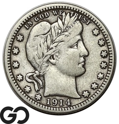 1914 Barber Quarter, Choice VF - Image 1 of 2