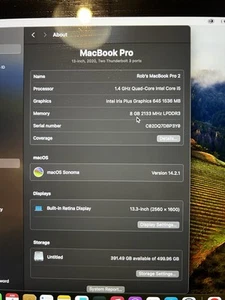 Apple MacBook Pro 13-Inch 2020 Core i5 1.4GHz 8GB Ram 500GB SSD - Photo 1/7