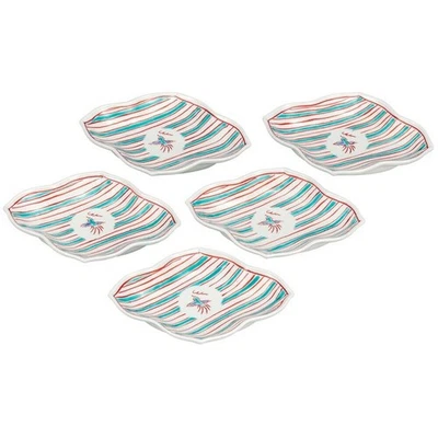 Set Di 5 Piatti Da Portata Kutani Yaki Giapponesi Con Design Di Uccellino - Immagine 1 di 4