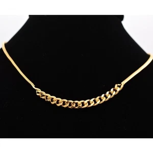 Vintage Snake Chain Collar Necklace Linked Bright Gold Tone 16" NOS 1990s A20 - Picture 1 of 12