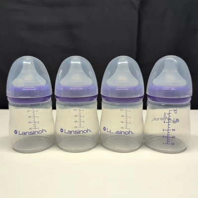 Lote de 4 biberones de alimentación de leche materna Lansinoh de 5 oz con pezón NaturalWave Foto 1 de 4