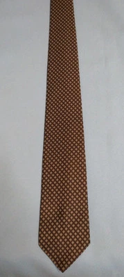 WEMLON by Wembley Tie For Brown Green Or Black Suit Geometric Brown & Yellow Tie - Image 1 of 4