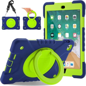 Robuste marineblaue/grüne iPad Hülle 6./5. Gen & Air 2/Pro 9,7" mit Ständer & Gurt - Bild 1 von 12