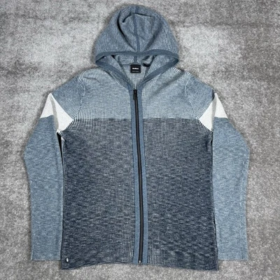 Strellson Pullover Herren mittelblau Full Zip Kapuze Stretch gerippt Langarm - Bild 1 von 4