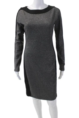 Vestido BCBG Max Azria para mujer manga larga salvia negro plateado talla pequeña Foto 1 de 4