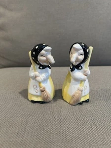 Kitchen Witch Scandinavian Health Happiness Salt Pepper Shakers VTG 1980's Japan - Picture 1 of 12