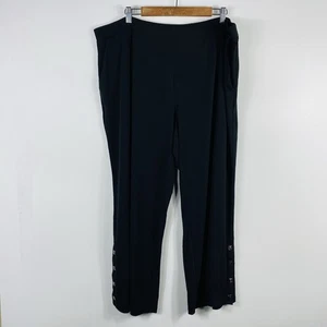 Susan Graver Größe 2X Petite flüssiger Strickhose weites Bein schwarz - Bild 1 von 6