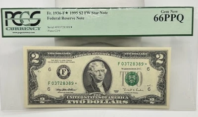 1995 $2 FW Star Federal Reserve Note FR1936-F PCGS Gem New 66PPQ - Image 1 of 4
