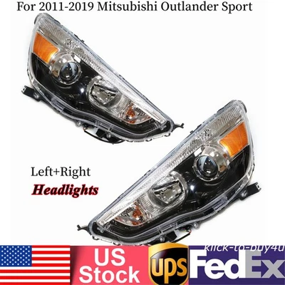 Fits Mitsubishi Outlander Sport 2011-2019 Pair Halogen Headlight Lamp Left+Right - Image 1 of 4
