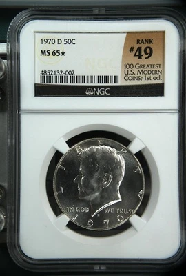 1970 D Kennedy Half NGC MS65 STAR 100 Greatest US Modern Coins - Image 1 of 2