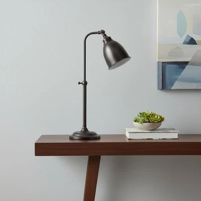 Lámpara de mesa linterna ajustable de metal bronce de 27" con pantalla de cúpula de bronce Foto 1 de 4