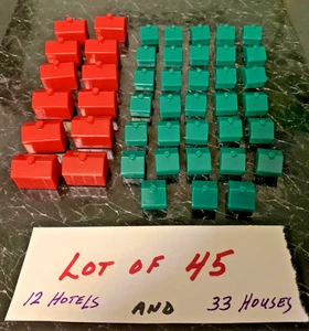 Monopoly   HOUSE and HOTELS  Red and Green   Lot of 45   Free Shipping - Picture 1 of 1