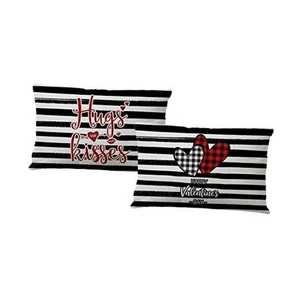 2er Set Valentinstag Kissenbezüge Streifen rot und 20" x 12" (2er Pack) - Bild 1 von 7
