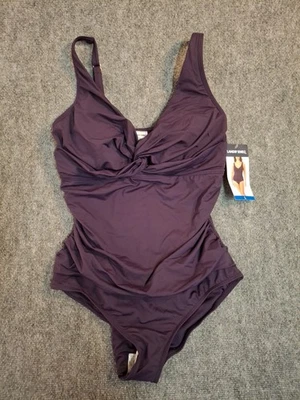 Traje de baño Lands' End de una pieza para mujer, púrpura oscuro, talla: grande, nuevo Foto 1 de 4